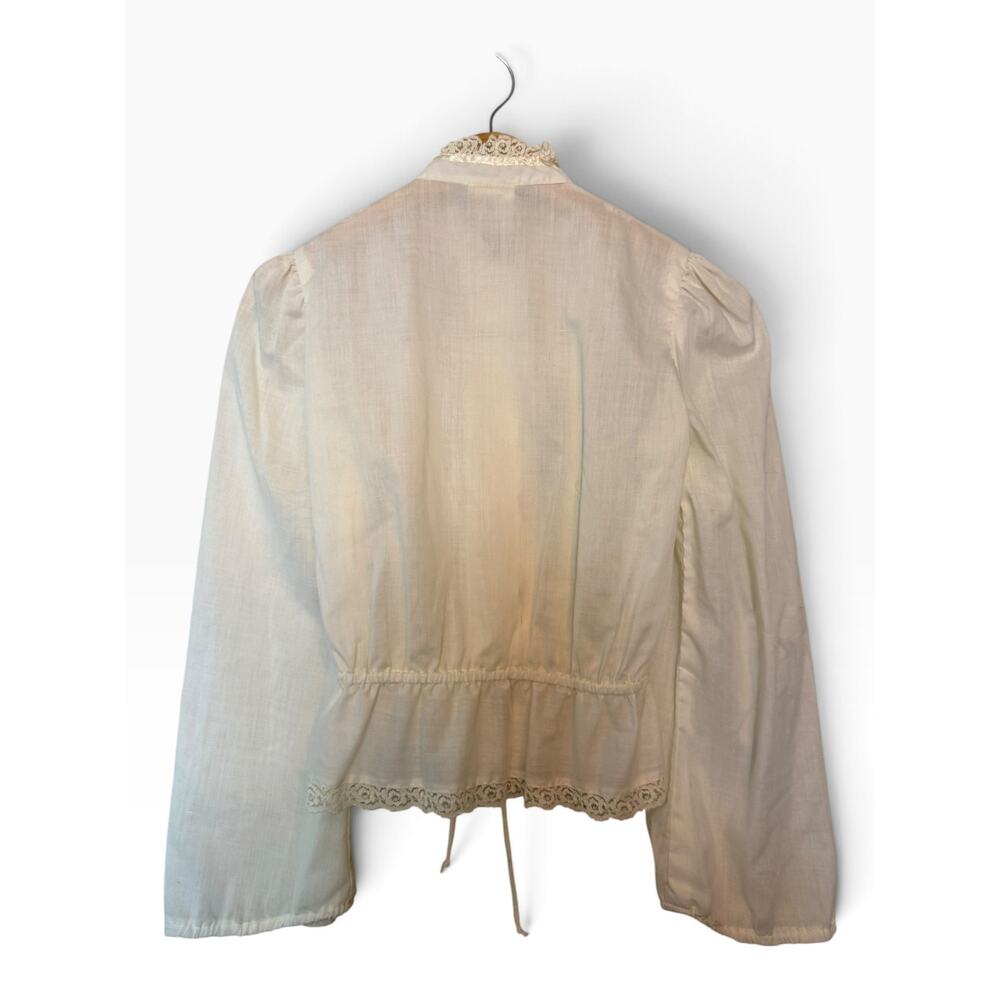 Vintage 1970s Byer California Ivory Lace Prairie Blouse | Small - Picture 2 of 7
